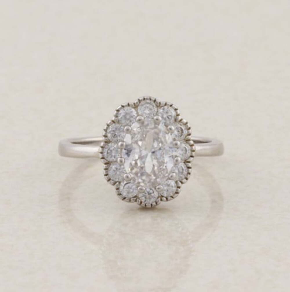 Sterling Silver Sparkly Cubic Zirconia Halo Ring Size 6 1/4 Woman Teen Child